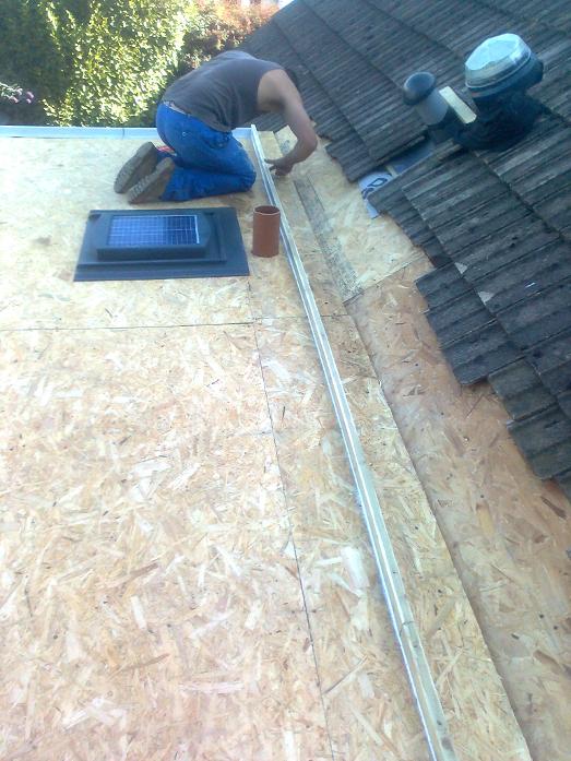 Preping before glassing flat roof.